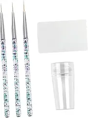 TOVINANNA 1Set Nail Art Pen Manicure Tools with Nail Drawing Pens Nail Stamper Scraper Durable Easy to Clean for Professional Nail Art DIY Designs