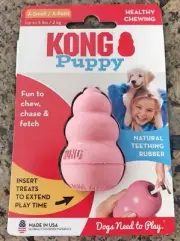 KONG XSmall Puppy Dog Toy Insert Treats Pink Ball Chew Teething Aid