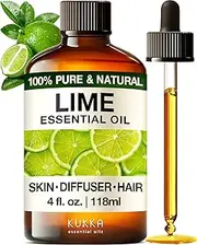 Kukka Lime Essential Oil for Skin - 118ml - 100% Pure Natural Lime Oil for Diffuser, Hair, Candles & Soap Making Scent DIY