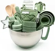 Ultimate Baking Kit for Kids - Kids Baking Set with Child Sized Utensils - Includes Apron, Oven Mitts, Silicone Mats & Liners - Perfect Cooking Set for Kids Ages 6-12 - Gift for Children – Green