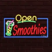 NEW "OPEN SMOOTHIES" w/BORDER 33x18 INCH LED FLEX WINDOW/WALL INDOOR SIGN 35571