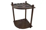 Pool Snooker Billiard Table Corner Cue Stand Rack Drink Ball Holder Walnut