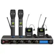 AVTronics 200-Channel 2-Handheld, 2-Lapel Microphone System with Rack Mount Ears