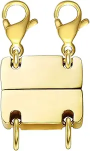 Kcctoo Layering Necklace Separators Gold and Silver Magnetic Multiple Clasp for Women Layered Look (2Gold)