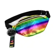 2 Pcs Cool Sequins Printing Waist Bag For Woman Fashion Fanny Pack Girls Shoulder Belt Bags Kids Waist Packs Glitter Phone Pouch