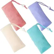 GARVALON -in-one Soap Pouch Kit 4pcs Foaming Exfoliating Bags Travel Size Bar Soap Holder Sturdy Easy to Carry