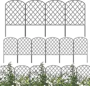 Moreeulsi Dog Fence Outdoor for Yard - Metal Garden Fence - 10X Heavy-Duty Wire Mesh Gate for Privacy Trellis Flower Bed, Self-Standing Anti-Climb Pet Barrier for Yard Backyard Patio