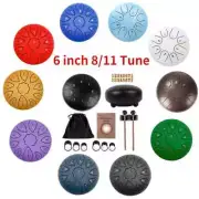 6 Inch 8/11Tune Steel Tongue Drum Set Handpan Percussion Instruments Accessories
