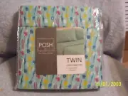 Posh Home Twin 2 Piece Flowered Sheet Set Includes 1 Fitted Sheet 1 Pillowcase