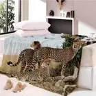 Brown Light Leopard Words 3D Warm Plush Fleece Blanket Picnic Sofa Couch