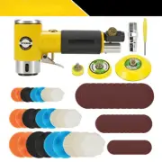 Mini Orbital 2/3" Air Sander Pneumatic Polisher Grinder Buffer Dual Action Set