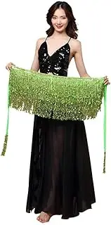 [LEIXIUSM] Bead Scarf Outfit Belt Skirt Black Fringe Skirt Belly Dance Hip Scarf