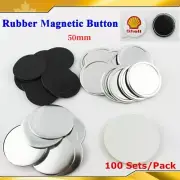 2" 50mm Rubber Magnetic Button Parts Button Maker 100sets DIY Tools Metal Back