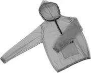 Jacket Bee Jacket With Veil Mosquito Netting Suit Bug Net Mesh Clothing with Hood for Fishing Hiking Camping Farming and Gardening Grey Size Xxl