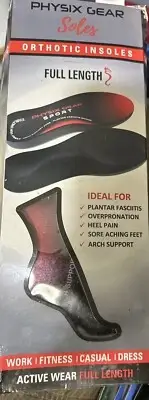 Physix Gear Orthotic Insoles - Arch Support for Plantar Fasciitis, Red/Black Med