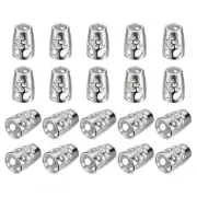 30Pcs 5mm Metal Bell Stopper Conical Cord Ends Lock Fastener Stopper, Silver