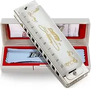[East top] Blues Harmonica,10 Hole 20 Tone Professional Diatonic Blues Harmonica Key of G T008L for adults, Professionals, Beginner, Students, Kids and Harmonica Lovers