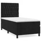 Box Spring Bed with Mattress Black 106x203 cm King Single Size Velvet vidaXL