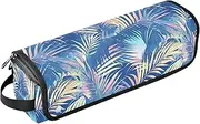 Palm Tree Leaves Hot Hair Tools Travel Bag with Removable Heat Resistant Mat Large Capacity Hair Straighteners Organizer for Flat Irons, Straighteners, Curling Irons Women Essentials Storage