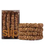 slip Pure Silk Back to Basics Skinny Scrunchies in Copper, Set of 4