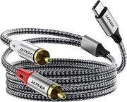 Japuda USB C to 2 RCA Audio Cable, 4Ft Type-C to RCA Male to Male Y, 2RCA Jack USB-C Audio Cable for iPhone15,Tablet, Home Theater, DVD, Amplifier, Speaker, Car Stereo, Samsung Galaxy S23