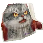 Cool Cats Designs Angry Furious Kitten Throw Blanket