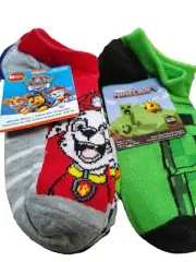 10 pack of Boys Girls Kids socks anklets Paw Patrol Minecraft 10 - 4 Large