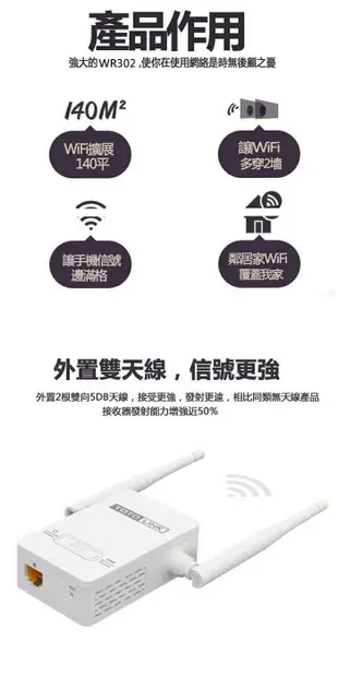 TOTOLINK EX300v2 WIFI信號放大器/中繼器/無線訊號延伸器/雙天線300Mbps 基隆可自取