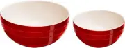 STAUB Stoneware Ramekins Ceramic 2-pc Nested Mixing Bowl Set-Cherry Cherry