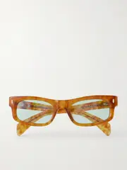 [Jacques Marie Mage] Jacques Marie Mage - Initials Rectangle-frame Tortoiseshell Acetate Sunglasses - Camel - One size One size Brown