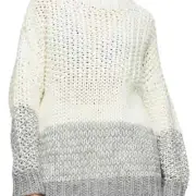 Topshop Women's White Chunky Three Stripe Sweater Size 8-12 NEW