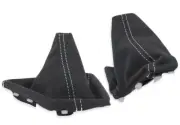 FOR BMW F22/F23 14-21 GEAR SHIFT STICK + HANDBRAKE GAITER ALCANTARA STITCH WHITE