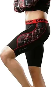 [omtex] Compression Bottom Shorts Red Shock for Gym Fitness and Sports