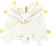 Baby Security Blanket Lovey Rabbit Polkadot Soft Plush Toy Rattle w Teether NIP