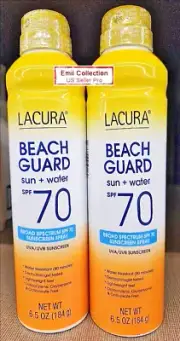 Lacura Beach Guard Sun Water Spectrum SPF 70 UVA/UVB Sunscreen Spray (2 Bottles)