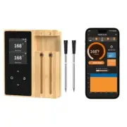 Wireless Meat Thermometer with App Control, 130M Bluetooth Range, Dual Probes, T