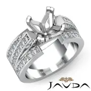 Diamond Princess Semi Mount Engagement Ring Pave Setting Platinum 950 1.25Ct