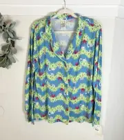 Nite Nite Munki Munki XL Pajama Top Cats Christmas Garland Rayon Spandex Blue