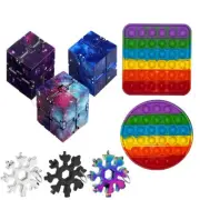 8pcs Square Fidget Toy Push Bubble Stress Relief Kids & Multi Tool Snowflake