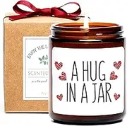 Thinking of You Gift, A Hug in a Jar Scented Soy Candle, Inspirational Positive Wishes Encouragement Gift Get Well Soon, Condolence, Relaxing, Divorce Gifts for Women (Hug)