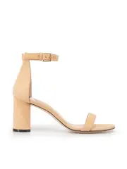 Beige Suede Ankle Strapped Sandals