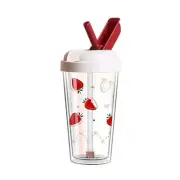 Face KP38A Portable Water Drink Bottle Cup with Straw 380ml Strawberry