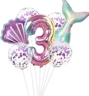 Little Mermaid Party Decorations Foil Balloons Rainbow 3rd Birthday
