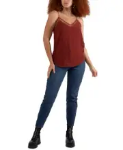 MSRP $49 Black Tape Mesh-Trim Cami Top Size XS