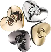 TEHAUX 4 Pack Bag Closure Locks Heart Shape Metal Locks for Handbags Sturdy and Easy to Open/Close