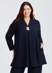 [TS] Taking Shape Rib Knit Longline Tunic Size 10 in Dark Indigo, Viscose - Plus Size Women's Tops & T Shirts Dark Indigo