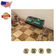 Elegant Digital Chess Clock - Black Case & Green LED Display for Home Office