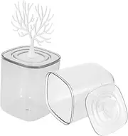 ABOOFAN 2pcs Cotton Swab Holder Storage Box for Cotton Pads Toothpicks Stylish Organizer Lid for Bathroom Vanity Office Decorative