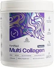 Fortified Multi Collagen: 5 Collagen Types + Biotin, Hyaluronic Acid MSM Glucosamine Peptide Types I, II, III, V & X, Grassfed Bovine, Wild Marine, Free-Range Chicken, Eggshell Membrane (Unflavored)