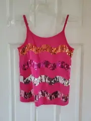 NEW Girl's Pink Camisole with Sequin Pattern by Justice, Size 14